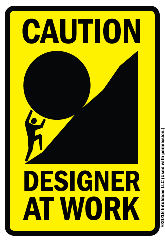 packaging designer at work sign